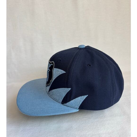 RARE 90s style Sharktooth Memphis Grizzlies Mitchell & Ness snapback hat blue - Picture 3 of 8